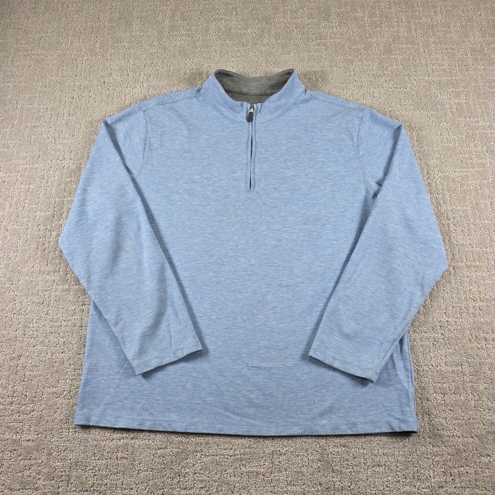 Mizzen + Main Mens Large Light Blue Heathered Quarter Zip Pullover Sweater Golf